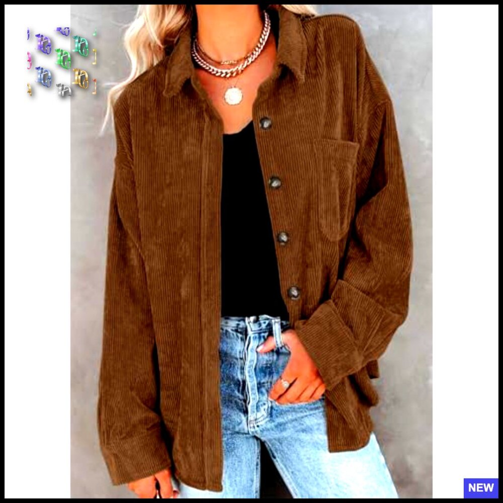 Corduroy Shacket Button Down Oversized Casual Lon… - image 4